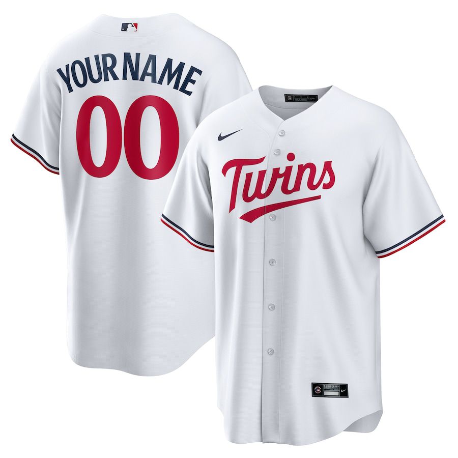 Men Minnesota Twins Nike White Home Replica Custom MLB Jersey->customized mlb jersey->Custom Jersey